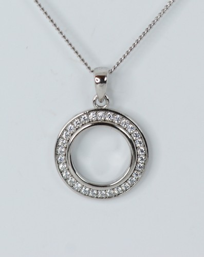 Sterling SIlver/CZ Circle Pendant and Chain